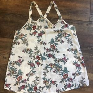 Pink republic white floral tank size small